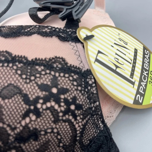 Felina Lace w/ Mesh Inset and Micro Light Lift Pushup Bra Pack of 2, Multi Sizes - Picture 10 of 16